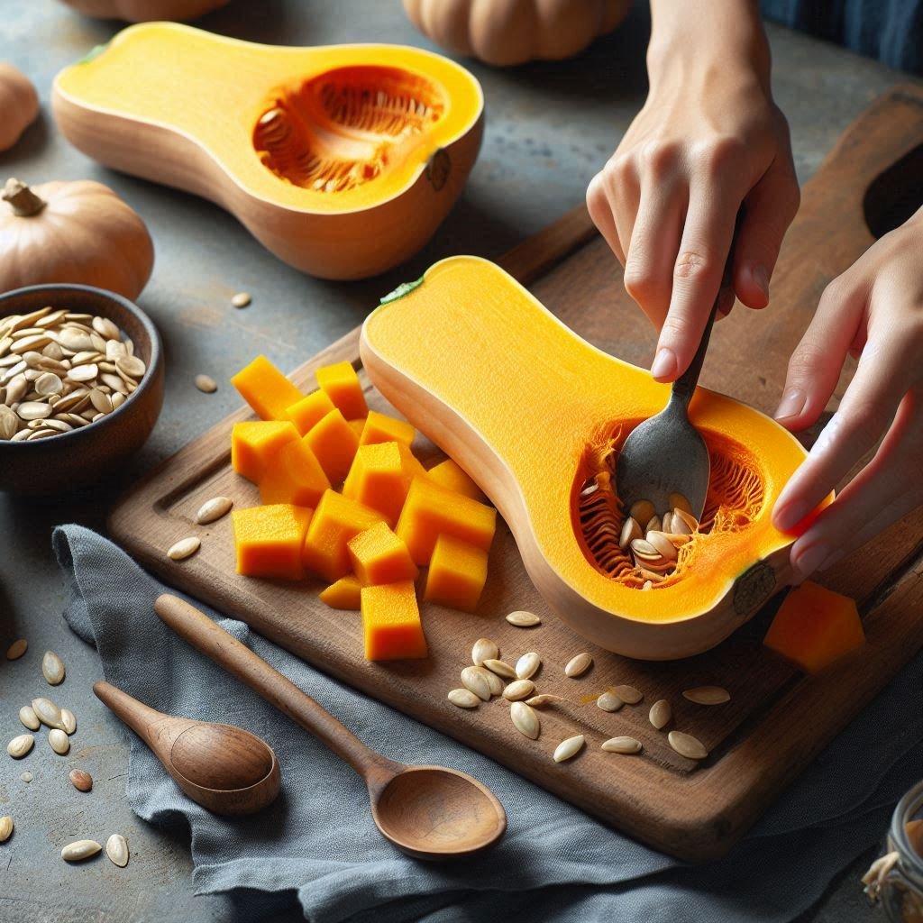 retirez les graines de la courge