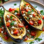 Aubergines farcies au quinoa et feta