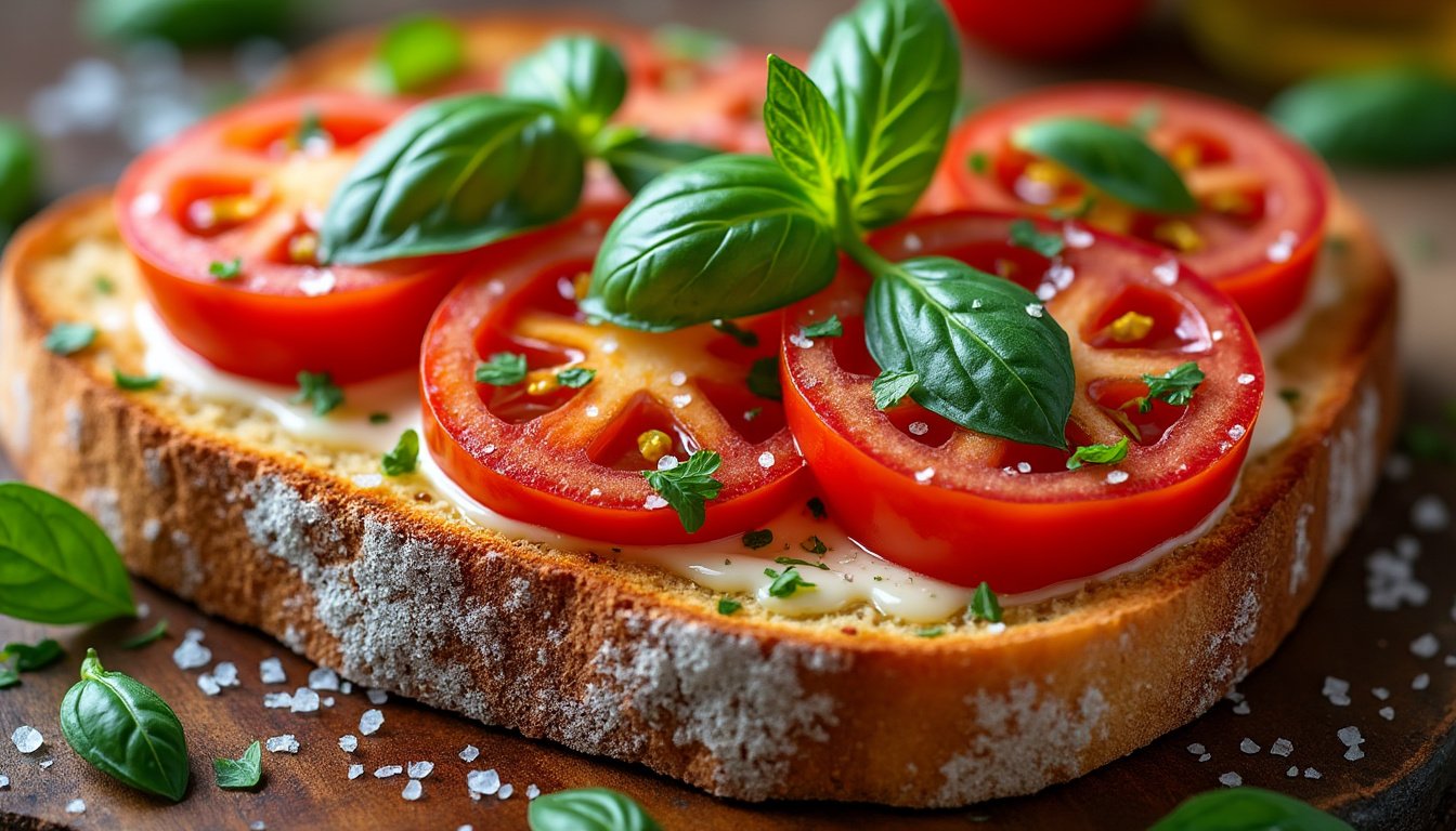 découvrez notre délicieuse recette de bruschettas à la tomate et basilic, un apéritif savoureux qui combine des tomates juteuses et du basilic frais sur du pain grillé. parfait pour partager lors de vos dîners et soirées entre amis.