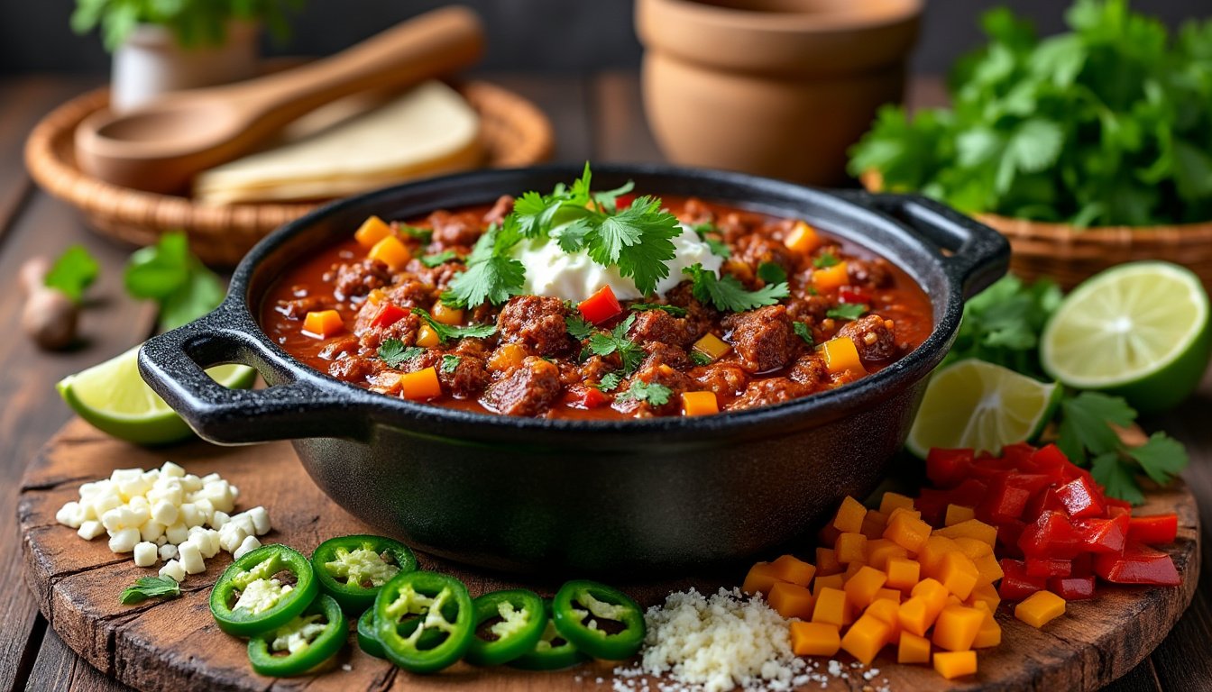 découvrez notre recette de chili sin carne aux haricots noirs et poivrons, un plat savoureux et réconfortant, idéal pour un repas végétarien gourmand. facile à préparer, il ravira les papilles de tous avec ses délicieuses épices et sa texture généreuse.