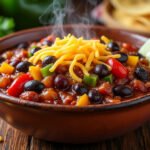 Chili sin carne aux haricots noirs et poivrons