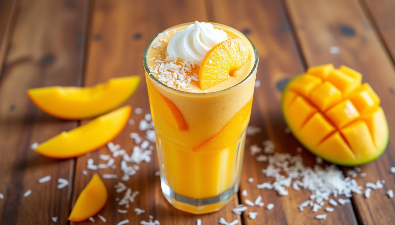 découvrez la recette délicieuse et rafraîchissante d'un smoothie mangue-orange et lait de coco. suivez nos étapes simples pour réaliser cette boisson crémeuse et tropicale parfaite pour vos petits-déjeuners ou collations estivales.