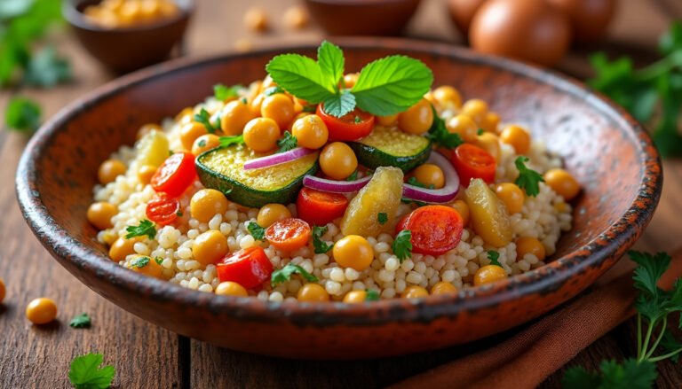 découvrez une délicieuse recette de couscous aux légumes rôtis et pois chiches, alliant saveurs authentiques et bienfaits nutritionnels. un plat réconfortant et coloré qui séduira vos papilles !