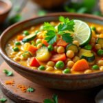 Curry de légumes et pois chiches au lait de coco
