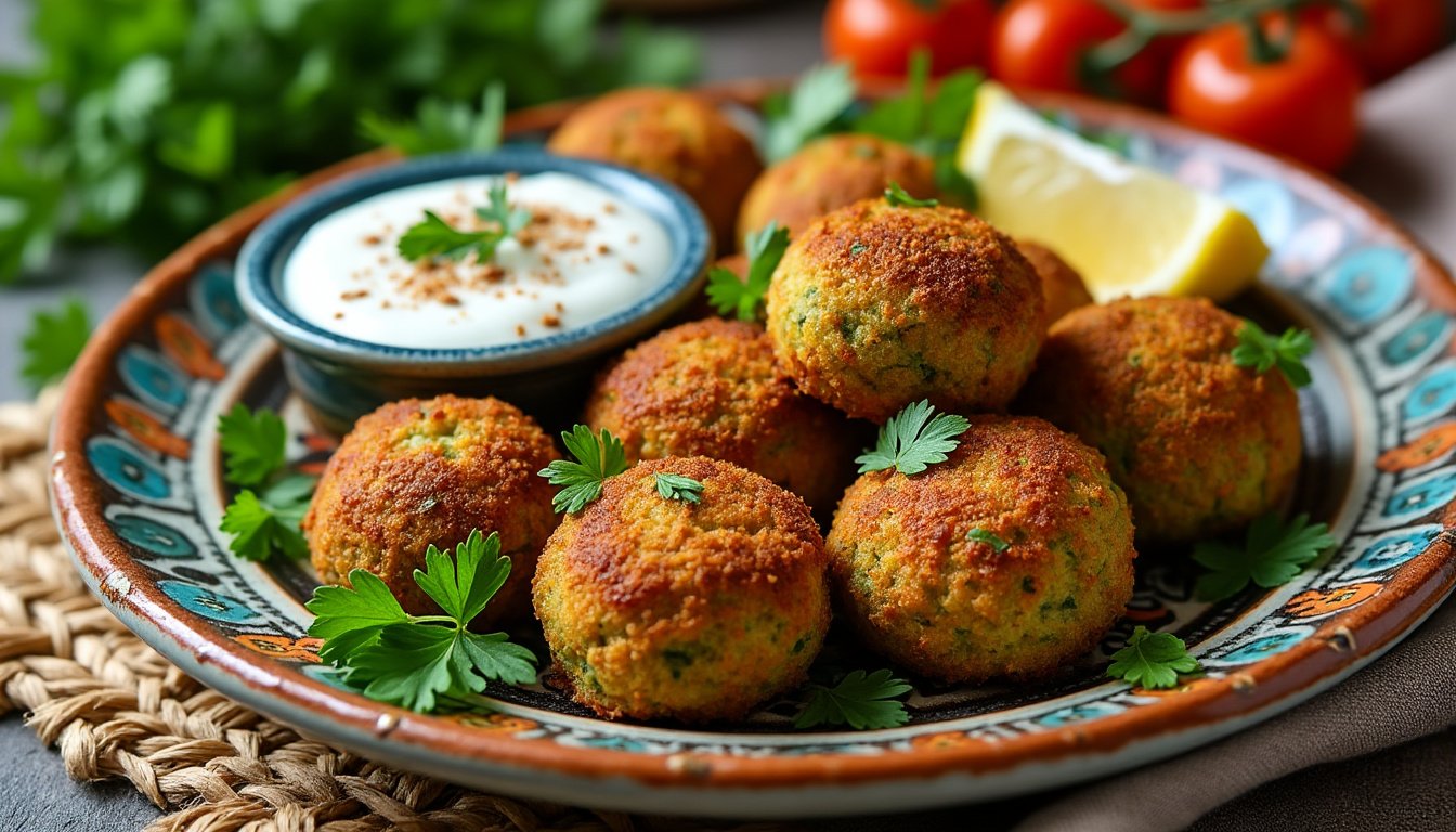 découvrez nos falafels croustillants accompagnés d'une délicieuse sauce yaourt-menthe. parfait pour un repas savoureux et léger, ces bouchées végétariennes allient croustillant et fraîcheur. idéal pour vos apéritifs ou en plat principal !