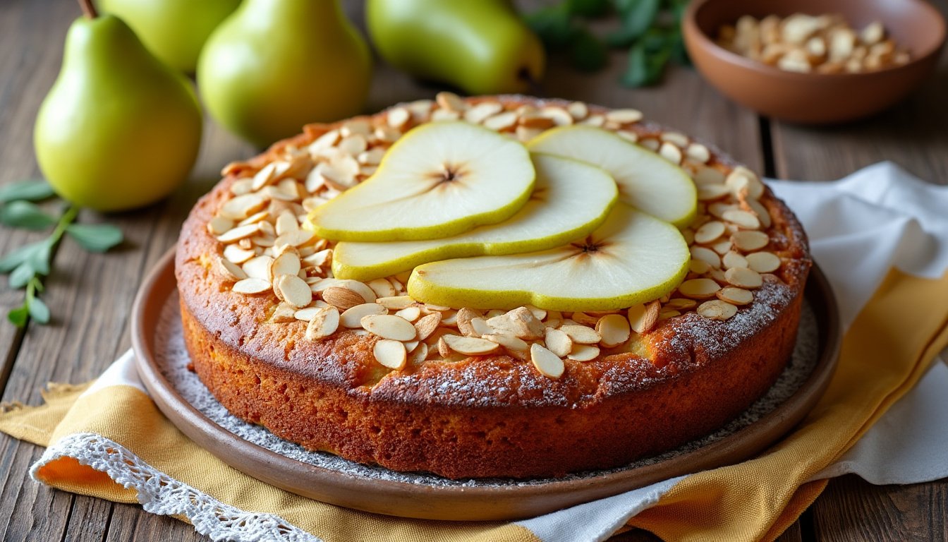 découvrez notre délicieux gâteau aux poires et amandes, une douceur moelleuse alliant la tendresse des poires juteuses à la richesse des amandes croquantes. parfait pour un dessert réconfortant ou un goûter gourmand, ce gâteau séduira vos papilles à chaque bouchée.