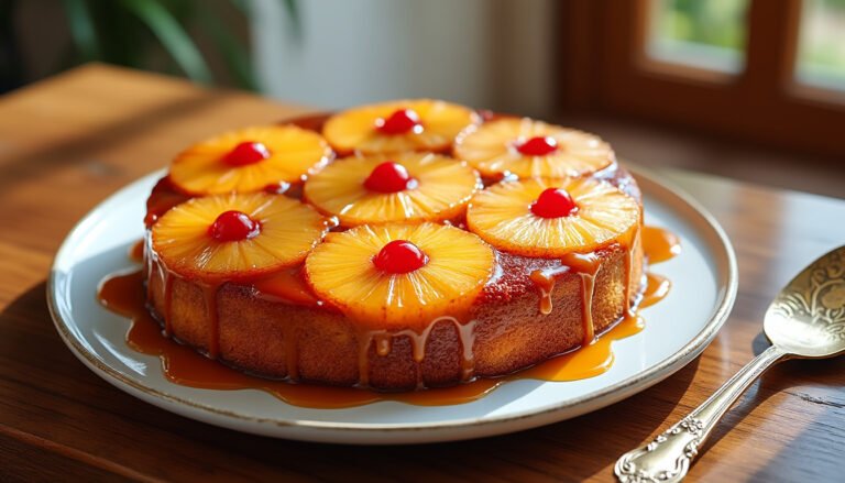 découvrez notre délicieuse recette de gâteau renversé à l'ananas, un dessert moelleux et savoureux qui allie le doux goût de l'ananas caramélisé à une pâte légère et aérienne. parfait pour impressionner vos invités ou vous faire plaisir à tout moment de la journée.