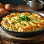 Gratin de pommes de terre et poireaux au fromage