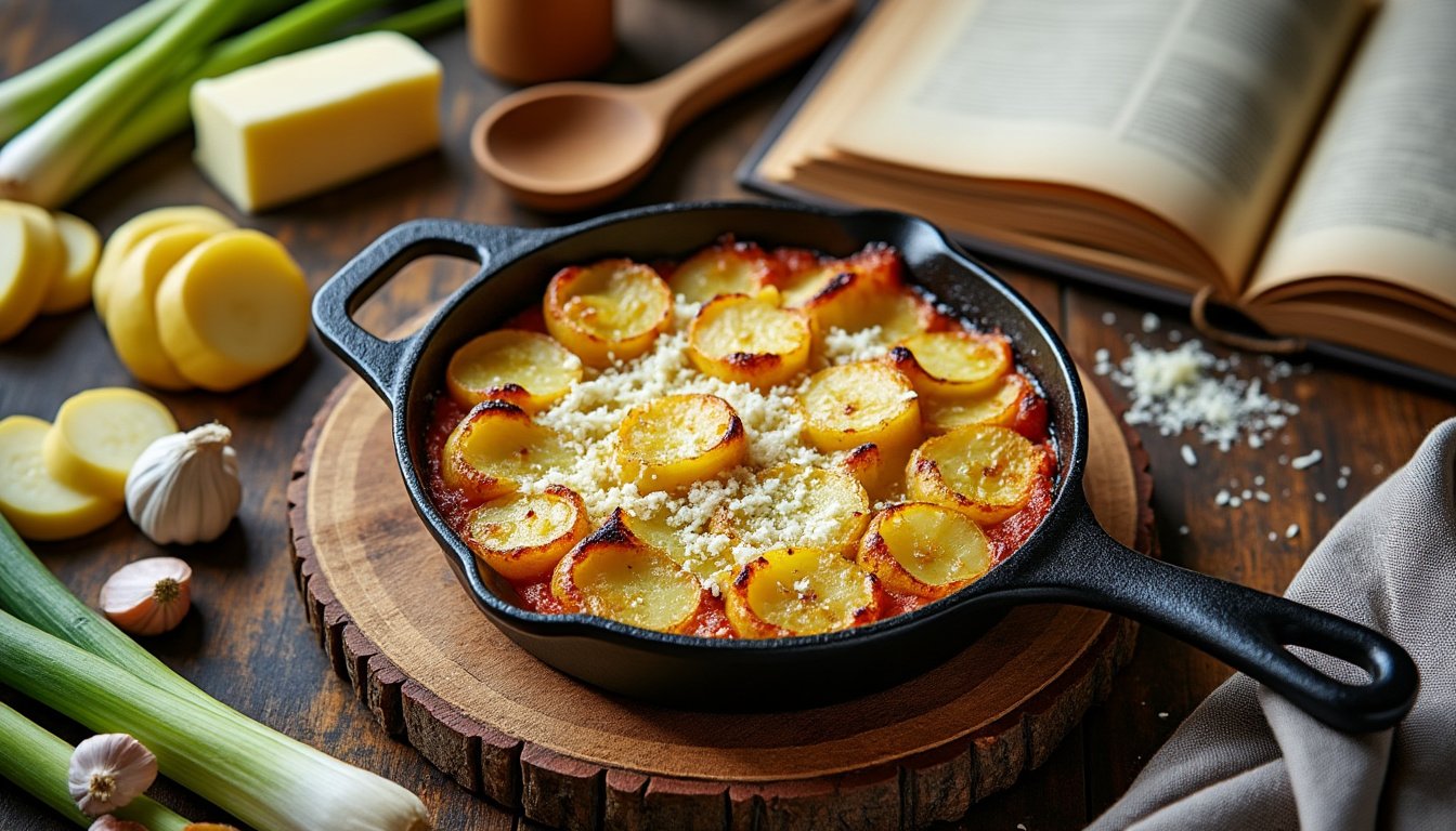 découvrez notre savoureux gratin de pommes de terre et poireaux au fromage, un plat réconfortant et crémeux qui ravira vos papilles. parfait pour les repas en famille ou entre amis, préparez-vous à savourer cette délicieuse alliance de légumes et de fromage fondant.