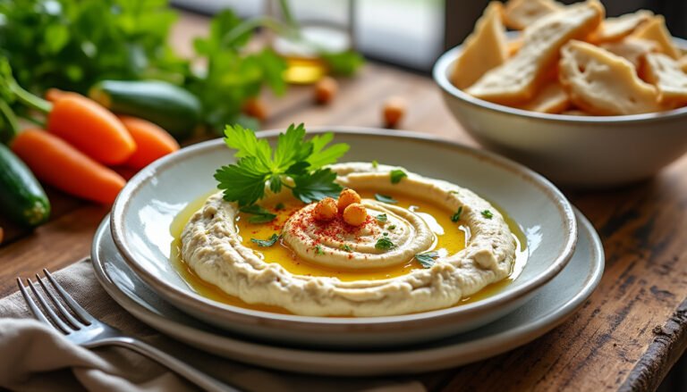 découvrez notre savoureuse recette de houmous aux pois chiches et coriandre, un mélange onctueux et parfumé qui ravira vos papilles. idéal en apéritif ou en accompagnement, ce dip léger et nutritif apporte une touche méditerranéenne à vos repas.