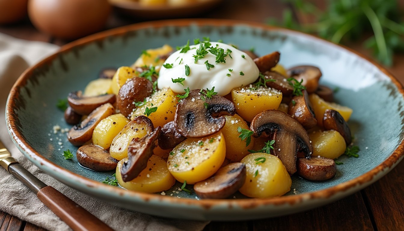 découvrez notre délicieuse poêlée de pommes de terre et champignons à l’ail, un plat savoureux, réconfortant et facile à préparer. savourez l'alliance parfaite entre les pommes de terre dorées et les champignons parfumés, relevés d'une pointe d'ail pour un goût irrésistible.