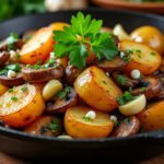 Poêlée de pommes de terre et champignons à l’ail