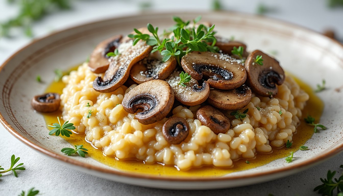 découvrez notre savoureux risotto aux champignons et parmesan, une recette réconfortante qui allie la crémeux du riz arborio à la richesse des champignons et au goût inimitable du parmesan. parfait pour un dîner convivial ou un repas en famille, ce plat mettra en valeur vos talents de chef !