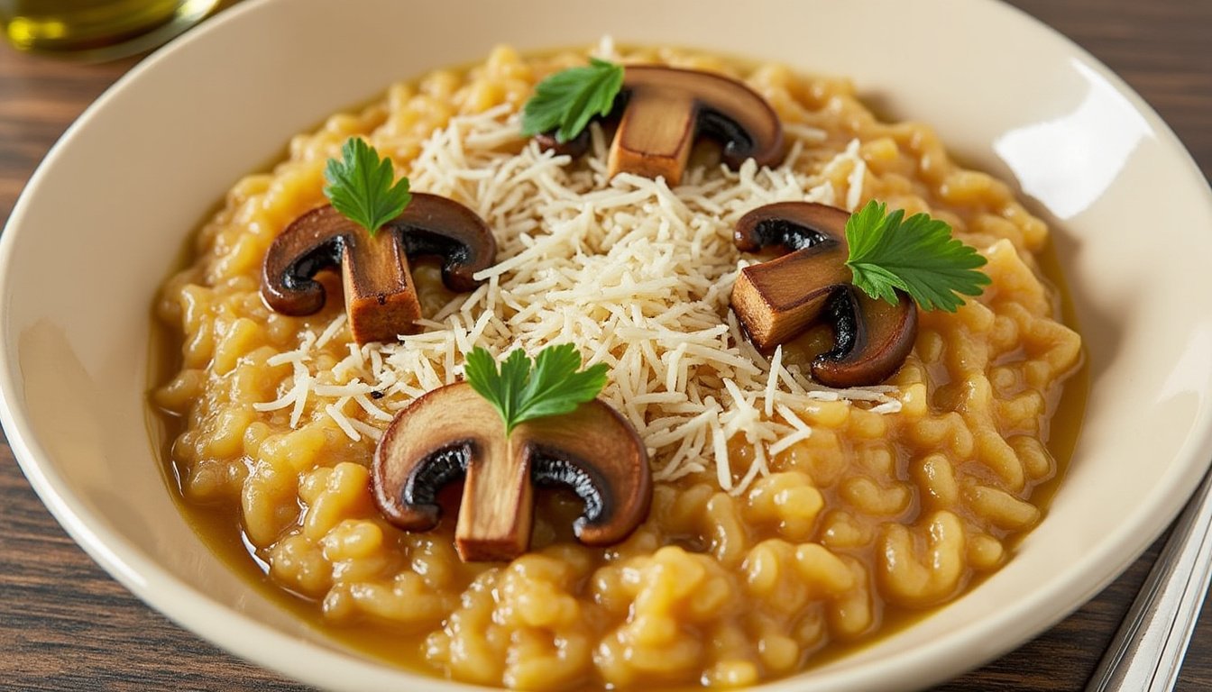 découvrez notre délicieux risotto aux champignons et parmesan, une recette crémeuse et savoureuse qui ravira vos papilles. parfait pour un repas réconfortant, ce plat associe des champignons fondants à un parmesan riche pour une expérience culinaire exceptionnelle.