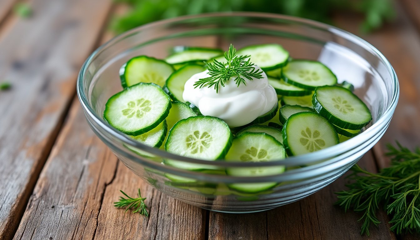 découvrez une recette fraîche et savoureuse de salade de concombre, yaourt grec et aneth. cette délicieuse association de saveurs estivales est parfaite pour accompagner vos plats ou en entrée légère. facile à préparer, elle ravira vos convives !