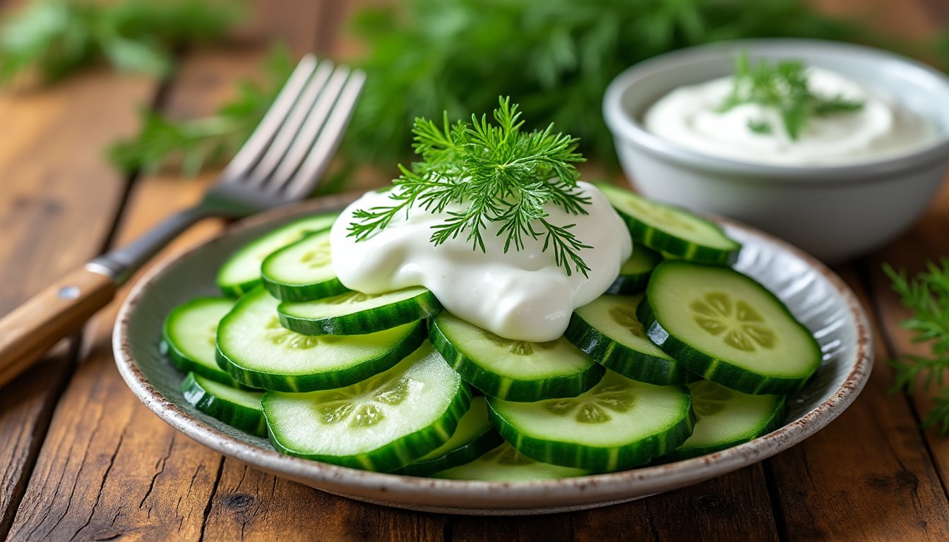 découvrez une recette rafraîchissante de salade de concombre associée à du yaourt grec crémeux et parfumée à l'aneth. parfaite pour accompagner vos plats d'été ou en entrée légère, cette salade allie croquant et saveurs méditerranéennes dans un plat simple et savoureux.