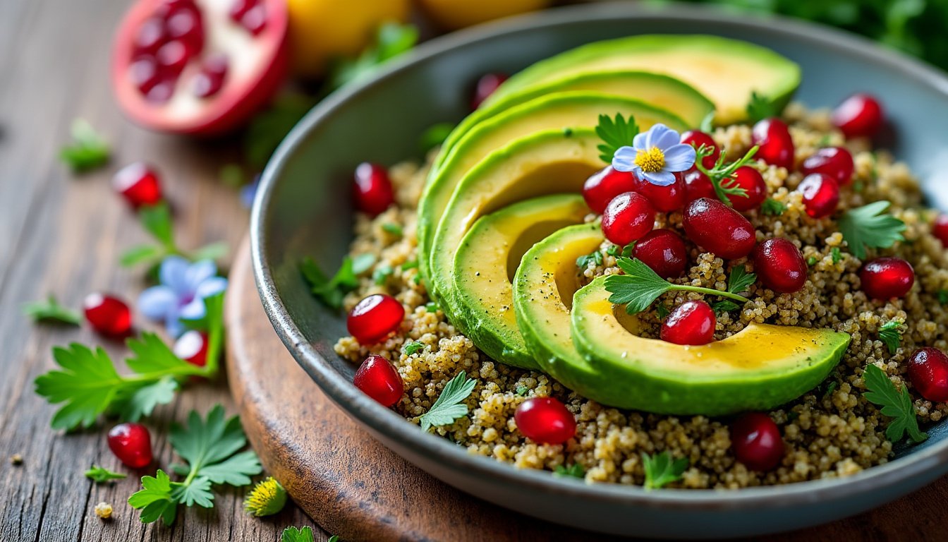 découvrez notre délicieuse recette de salade de quinoa, avocat et grenade. un mélange frais et coloré, riche en saveurs et en nutriments, idéal pour un repas léger et sain. parfait pour accompagner vos déjeuners ou vos dîners estivaux.