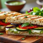 Sandwich aux légumes grillés et mozzarella