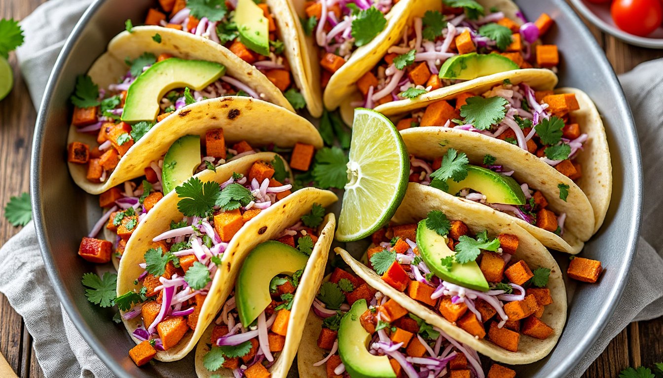 découvrez notre recette savoureuse de tacos végétariens, garnis de haricots rouges riches en protéines et d'un guacamole crémeux. une explosion de saveurs et de couleurs pour des repas sains et délicieux, idéaux pour les amateurs de cuisine végétale.