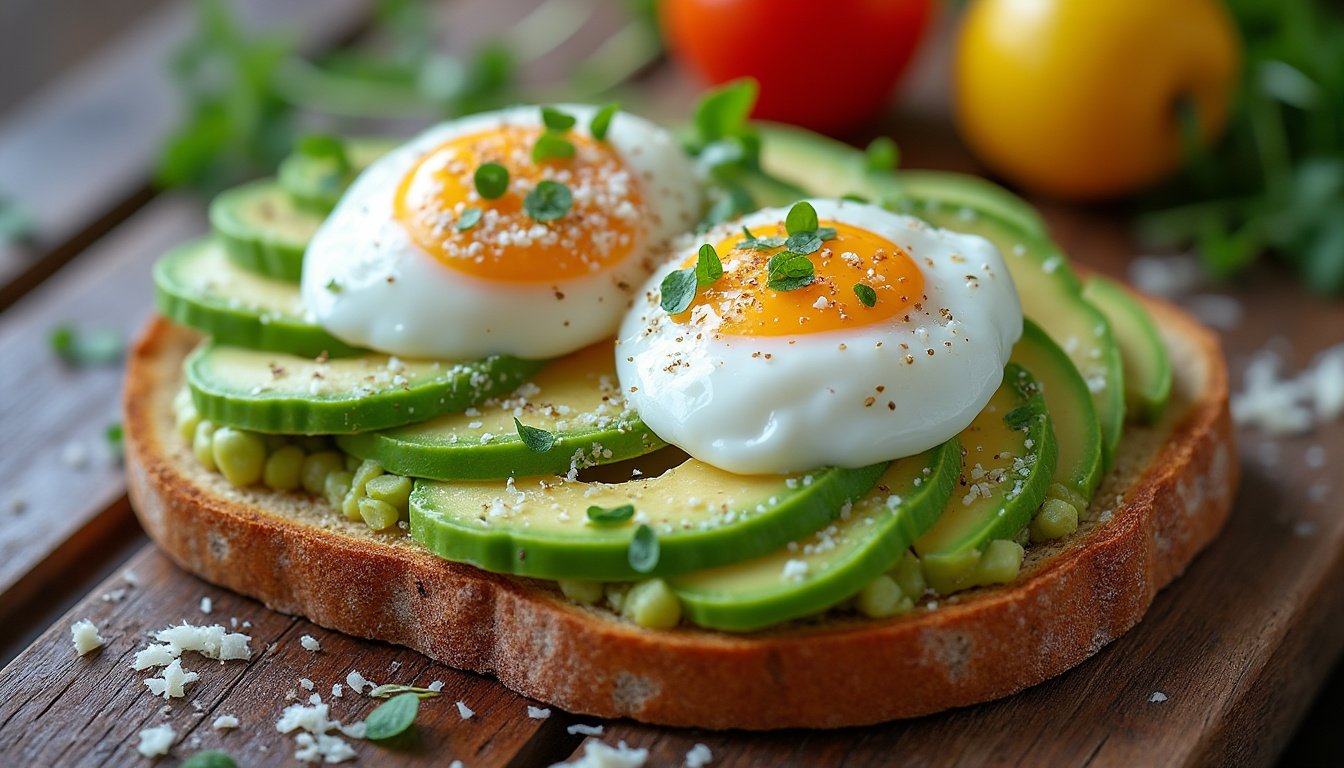 savourez des toasts d’avocat garnis d'œufs pochés parfaitement cuits, une délicieuse recette équilibrée et pleine de saveurs idéale pour le petit-déjeuner ou le brunch. apprenez à préparer ce plat élégant et nourrissant qui ravira vos papilles.