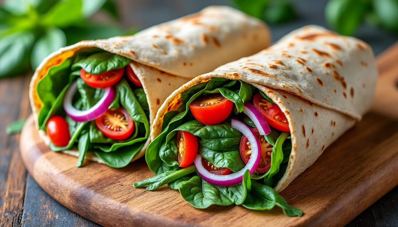 découvrez une recette savoureuse de wraps aux épinards, feta et noix. ce plat délicieux et nutritif allie la fraîcheur des épinards à la richesse de la feta et le croquant des noix, parfait pour un déjeuner léger ou un en-cas équilibré.