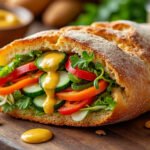 Baguette garnie aux légumes croquants et moutarde