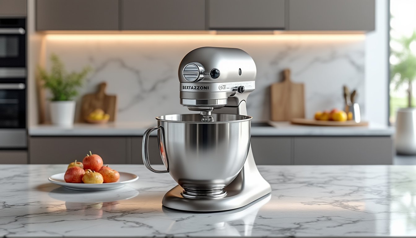 découvrez le batteur électrique bertazzoni, alliant un design élégant et robuste à une performance silencieuse. parfait pour les passionnés de cuisine qui recherchent efficacité et esthétisme, cet appareil est idéal pour mixer, battre et pétrir en toute sérénité.