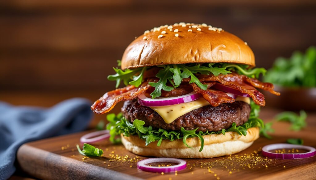 découvrez notre savoureux burger à l’aubergine grillée, garni d'une onctueuse sauce yaourt. une alliance parfaite de saveurs pour une expérience gourmande et saine !