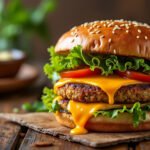 Burger aux aubergines panées et cheddar