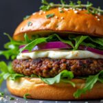Burger aux lentilles corail et fromage de chèvre
