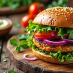 Burger végétarien au tofu mariné