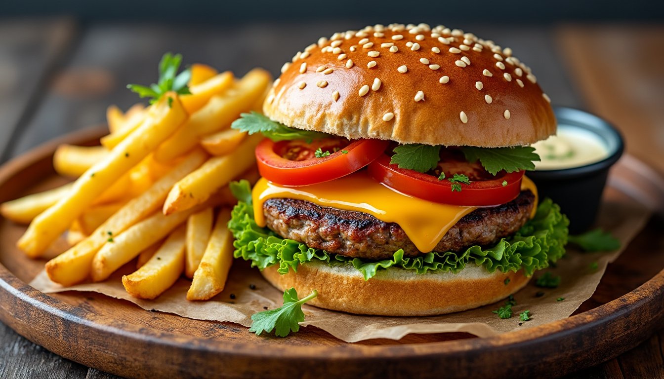 découvrez notre délicieux burger végétarien au tofu mariné, une explosion de saveurs alliant la tendreté du tofu à des épices savamment choisies. parfait pour les amateurs de cuisine saine et gourmande, ce burger saura ravir vos papilles tout en respectant vos choix alimentaires.