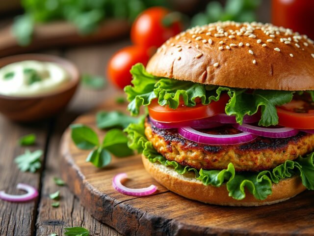 Burger végétarien au tofu mariné