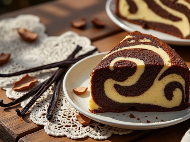 Cake marbré au chocolat et vanille