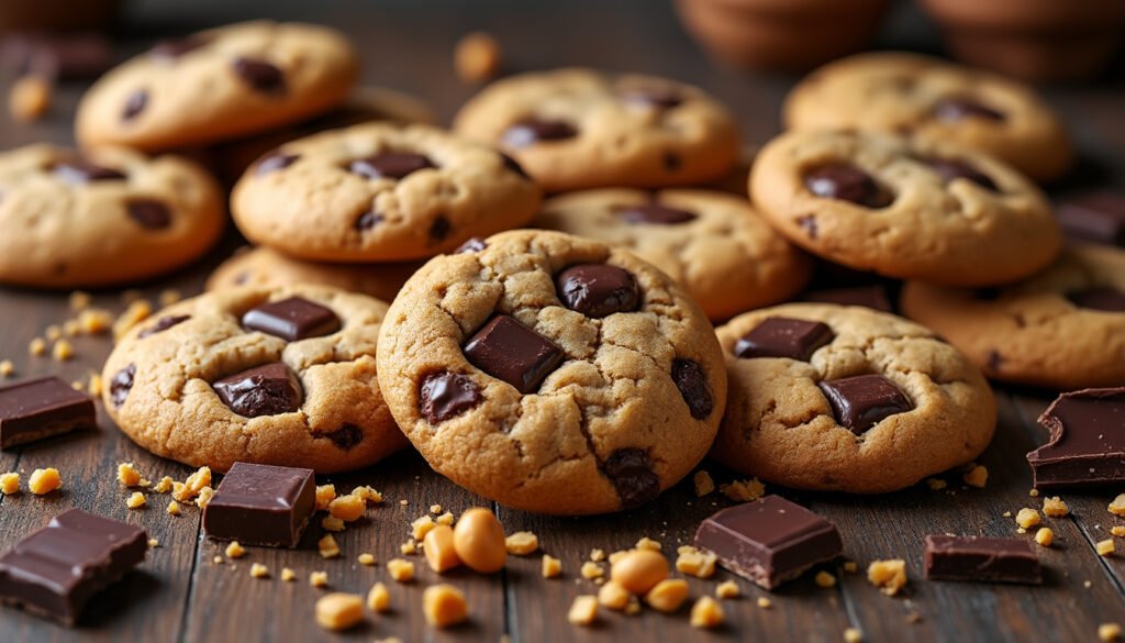 découvrez une délicieuse recette de cookies alliant la saveur riche du beurre de cacahuète et le goût intense du chocolat noir. parfaits pour une pause gourmande, ces cookies croustillants à l'extérieur et fondants à l'intérieur séduiront tous les amateurs de douceurs. à déguster sans modération !