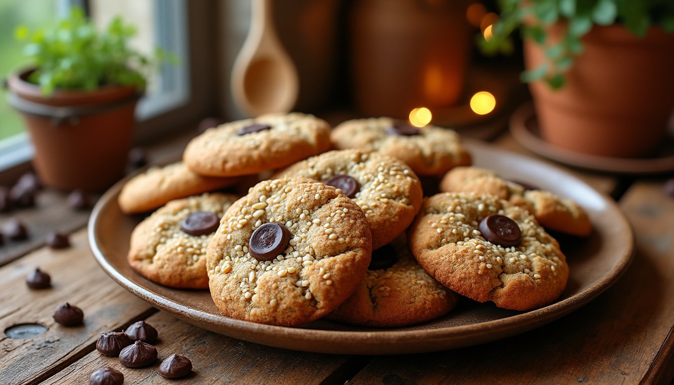découvrez notre recette irrésistible de cookies croquants au tahini et graines de sésame. un mélange savoureux qui allie la douceur du tahini à la texture croquante des graines de sésame, parfait pour accompagner vos pauses gourmandes. idéal pour les amateurs de cookies originaux et sains !
