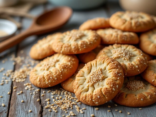 Cookies croquants au tahini et graines de sésame