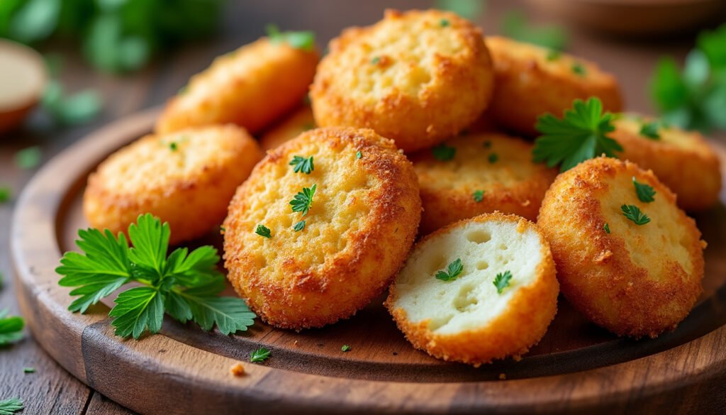 dégustez nos délicieuses croquettes de pommes de terre au persil, croustillantes à l'extérieur et fondantes à l'intérieur. parfaites en accompagnement ou en plat principal, ces petites bouchées savoureuses raviront vos papilles. idéales pour un repas convivial en famille ou entre amis.