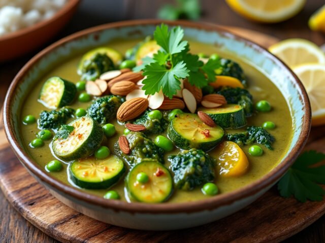 Curry de légumes verts au lait d’amande