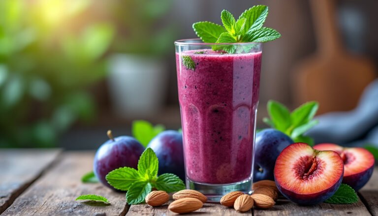 explorez les bienfaits du smoothie prune-menthe et amandes, une délicieuse recette alliant saveurs et nutriments. découvrez comment cette boisson revitalisante peut améliorer votre santé et rehausser votre bien-être au quotidien.