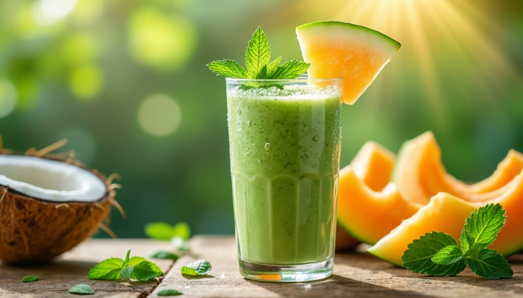 découvrez la recette du smoothie melon-menthe et eau de coco, un mélange frais et dynamisant qui ravira vos papilles. parfait pour revitaliser vos journées d'été, ce smoothie allie la douceur du melon, la fraîcheur de la menthe et l'hydratation de l'eau de coco. préparez-vous à un moment de fraîcheur unique !