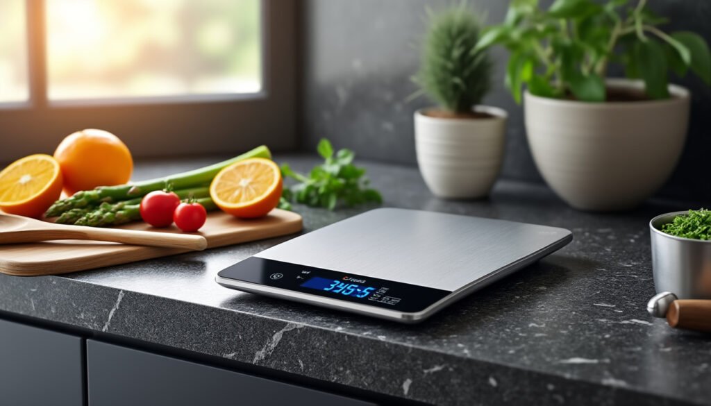 découvrez la précision exceptionnelle de la balance de cuisine soehnle avec affichage numérique, qui facilite vos préparations culinaires grâce à des mesures exactes et un design élégant.
