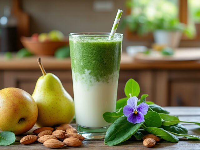 Découvrez les bienfaits du smoothie poire-épinard et amandes