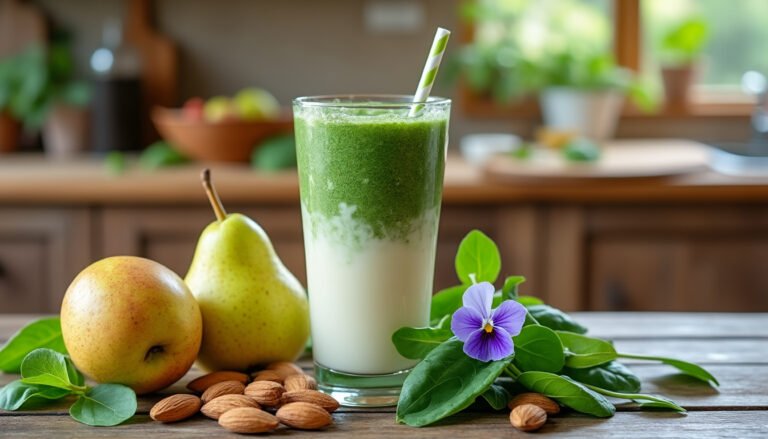 plongez dans les bienfaits du smoothie poire-épinard et amandes. découvrez comment cette délicieuse combinaison booste votre énergie, favorise la digestion et apporte de précieux nutriments. un mélange savoureux et sain pour un mode de vie équilibré!