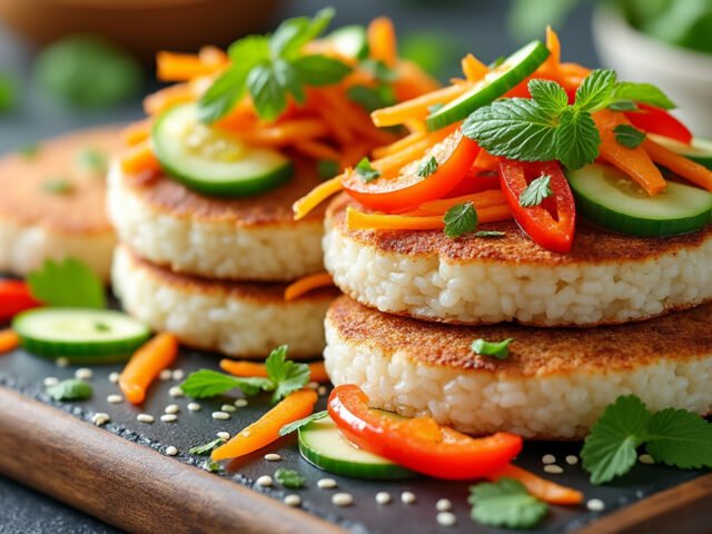Galettes de riz et légumes croquants