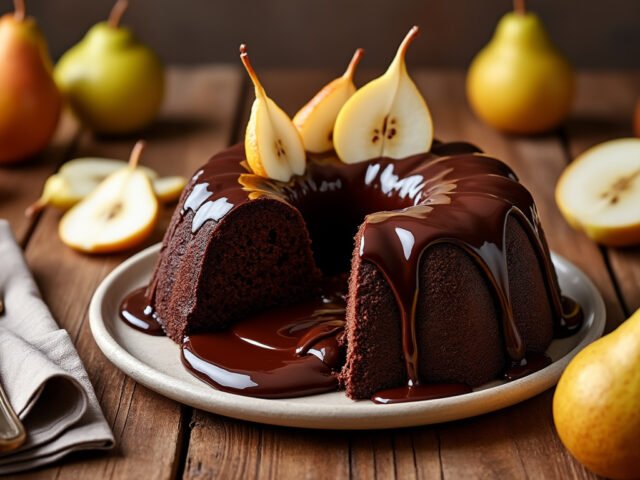 Gâteau fondant aux poires et chocolat