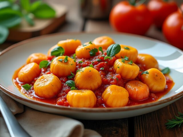 Gnocchis de patate douce et sauce tomate maison