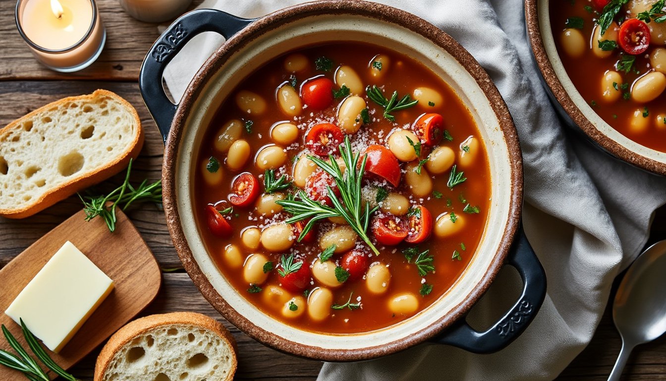 découvrez notre délicieuse recette de haricots blancs mijotés à la tomate et au thym. un plat savoureux et réconfortant, parfait pour réchauffer vos soirées. facile à préparer, il allie les bienfaits des haricots à la richesse des tomates et à l'arôme du thym.