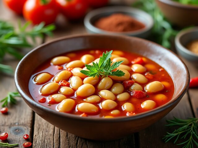 Haricots blancs mijotés à la tomate et thym