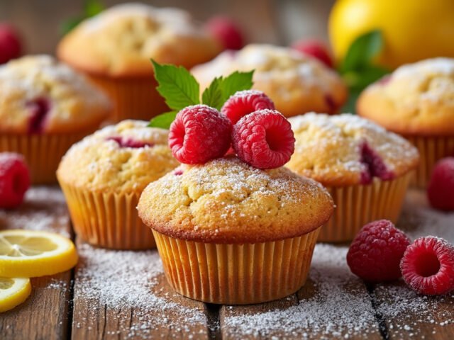 Muffins aux framboises et citron